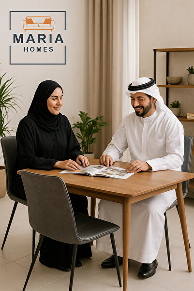 MARIA HOMES Dark Grey Faux Leather Dining Chair with Stitch Accent and Black Metal Legs – Contemporary Design