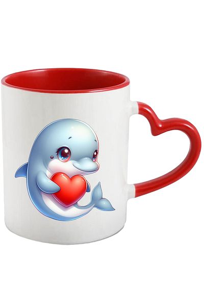 StoryGift Romania Mug with a dolphin holding a heart in its arms | illustration | appreciation | respect, With,STG