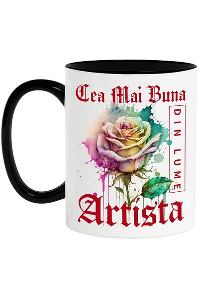 StoryGift Romania Mug With The Text The Best Artist, In The World, Flower, Colorful Rose, Waterc, With,STG