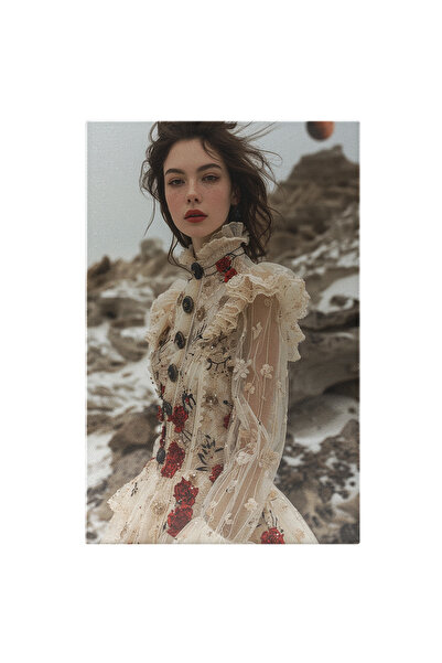 StoryGift Romania Tablou Canvas Fata In Rochie Alba Cu Maneci Transparente Si...