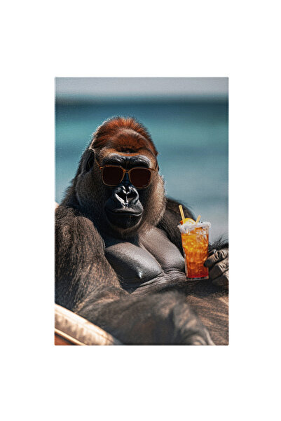 StoryGift Romania Tablou Canvas La Soare La Bronzat Gorila Cu Ochelari De Soa...