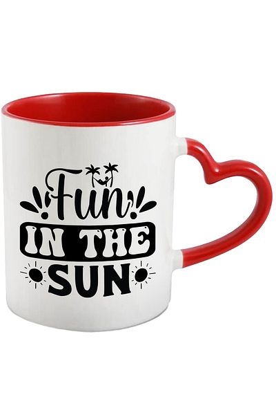 StoryGift Romania Mug with the text "Fun in the sun" - fun in the sun beach summer vacation with M, Cu, STG