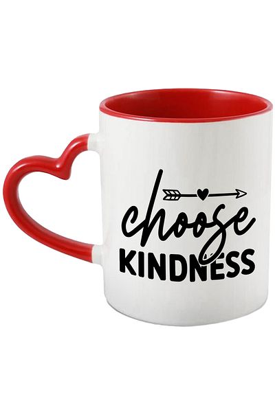 StoryGift Romania Mug with heart and advice "Choose kindness" - choose kindness with Heart Handle R, Cu, STG