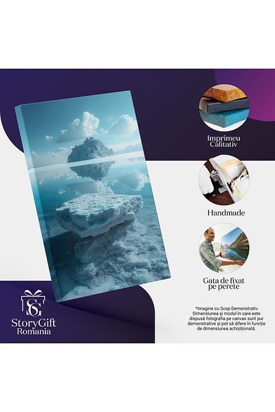 StoryGift Romania Tablou Canvas: Întindere de Apă Hiptonică Ghețarul din Adânc și Stânca Înghețată la Suprafață P