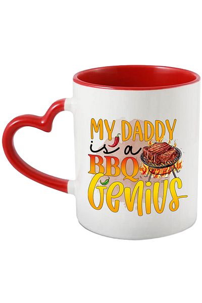 StoryGift Romania Mug with the message "My daddy is a BBQ genius", cooking, illustration, kitchen, dad, , With ,STG