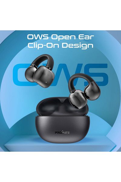 Promate AudioFit™ Open Ear Clip On TWS Earbuds with IntelliTouch - Black