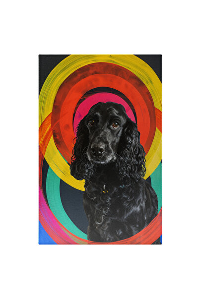 StoryGift Romania Tablou Canvas Cockerul Spaniol Negru Captivat De Cercuri Co...