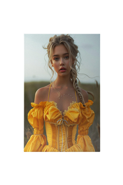 StoryGift Romania Tablou Canvas Portretul Unei Fete Îmbrăcată Într-o Rochie D...