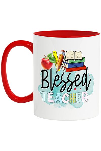 StoryGift Romania Mug with the message "Blessed Teacher", illustration, for children, school, student, learner, With ,STG