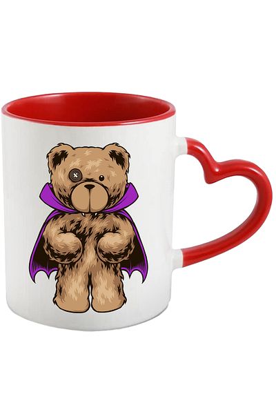 StoryGift Romania Mug With Teddy Bear, Vampire, Cape, Halloween, Multicolor 330 ml, Ceramic with Man, With ,STG