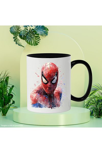 StoryGift Romania Spiderman Mug, Superhero, Costume, Mask, Marvel, Portrait, Multicolor 330 ml,, With ,STG
