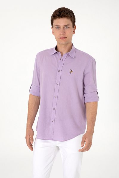 U.S. Polo Assn. Ανδρικό λιλά μακρυμάνικο πουκάμισο Basic 50297868-VR034