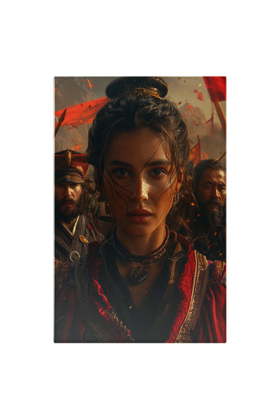 StoryGift Romania Tablou Canvas Fata Luptatoare Cu Parul Saten Prins In Coc C...