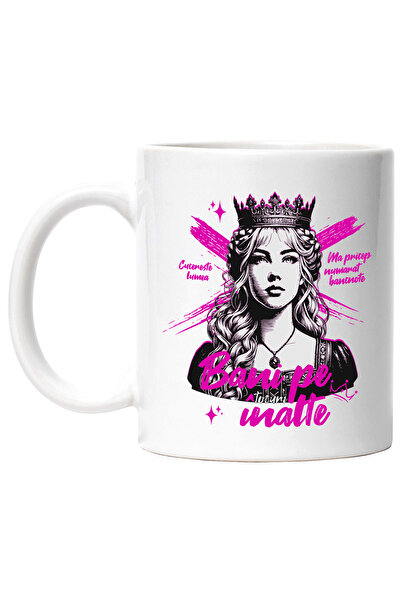 StoryGift Romania Cana fata regina, bani pe tocuri inalte, 330ml, Ceramic cu ...