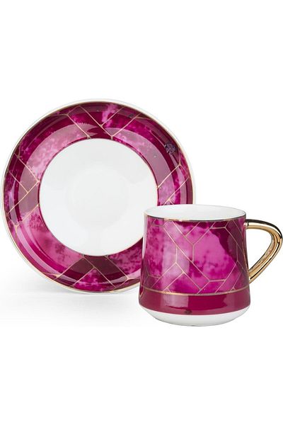 ACAR Foggy 009135 Set of 6 Porcelain Coffee Cups Claret Red