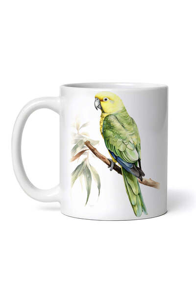 OEM Εξατομικευμένη λευκή κούπα, Πράσινος Παπαγάλος, INOVATIX®. 330ml