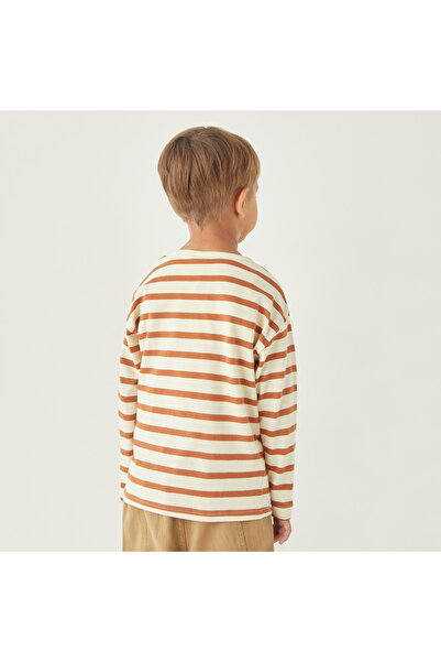 Juniors Striped Long Sleeves T-Shirt With Chest Pocket