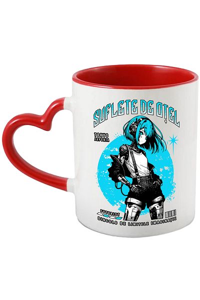 StoryGift Romania Mug Robot Girl Emo Style Souls of Steel. Beyond the Limits of Imagination, 330ml,, With ,STG
