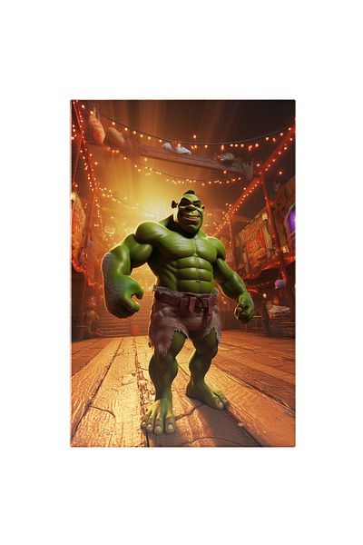 StoryGift Romania Tablou Canvas: Shrek Musculos Figurină- Personaj Animat Pictura Digitala