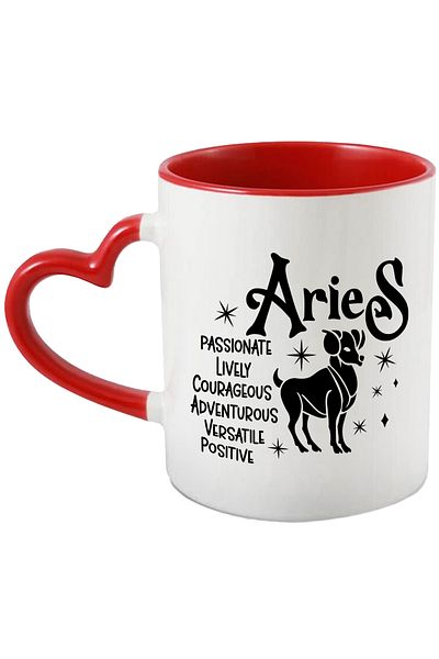StoryGift Romania Mug with Aries zodiac sign, illustration, zodiac sign, astrology, symbol, sign, passionate, fold, With, STG