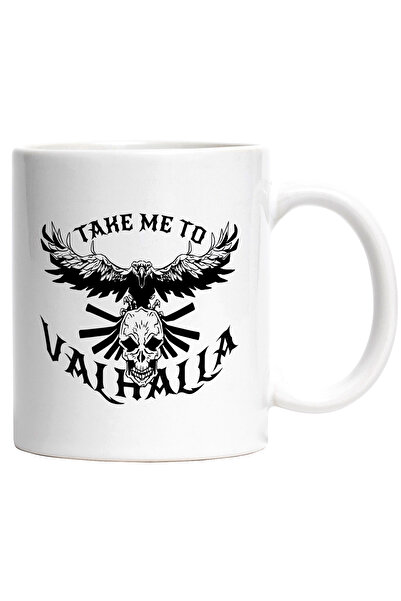 StoryGift Romania Cana Cu Mesaj In Engleza Take Me To Valhalla, Vultur, Craniu, Alb Negru 330 ml, , Cu ,STG