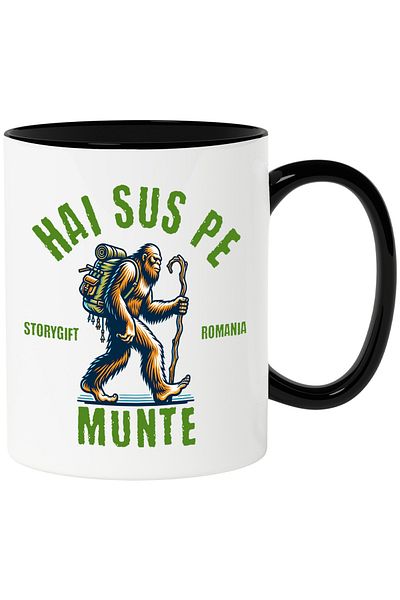 StoryGift Romania Mug let's go up the mountain warrior animal adventure scout, 330ml, Ceramica cu Man, Cu, STG