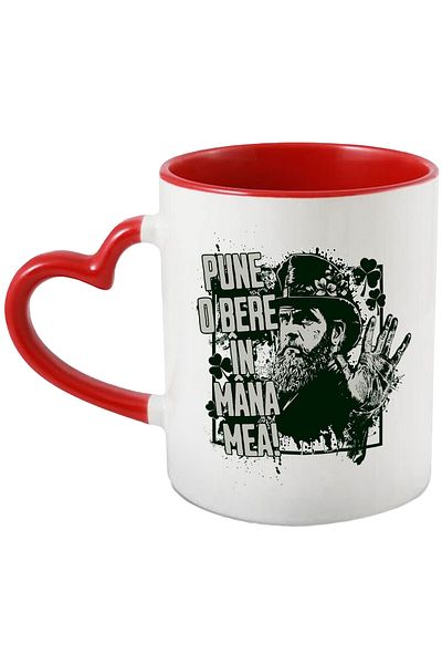 StoryGift Romania Mug Put a beer in my hand! Cowboy hat man, 330ml, Ceramic with Linen Handle, With ,STG