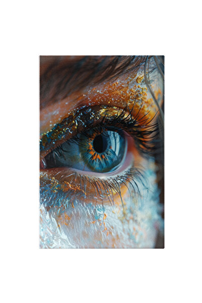 StoryGift Romania Tablou Canvas Iris Albastru Senin, Ochiul Unei Femei Cu Gen...