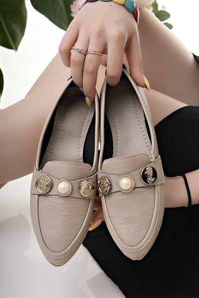 Modafırsat Women's Ballerinas Beige Stylish Home Business Office Casual Shoes