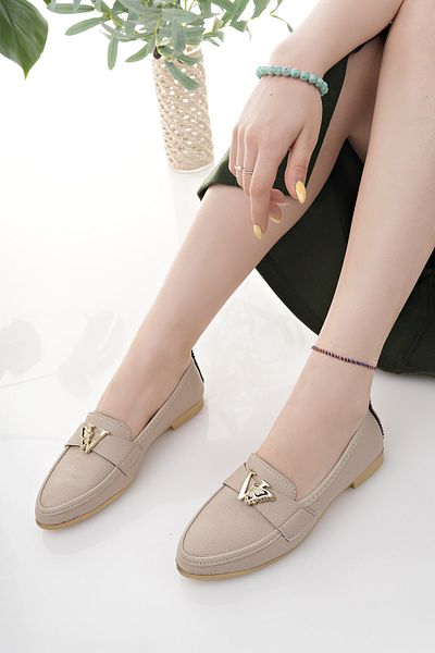 Modafırsat Women's Ballerinas Beige Stylish Home Business Office Casual Shoes
