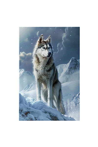 StoryGift Romania Tablou Canvas Câine Lup În Mijlocul Zăpezii- Ninsoare, Câin...