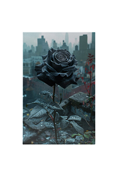 StoryGift Romania Tablou Canvas Trandafirul Negru Uscat Cu Rouă Și Brumă Pe A...