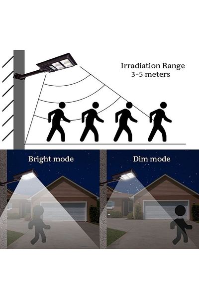 eyemazing Solar Street Lamp eMazing , 100W, 96 LEDs, Remote, Sensor, IP65, ABS, 6500K, 10h, 37.8x18.8x5cm