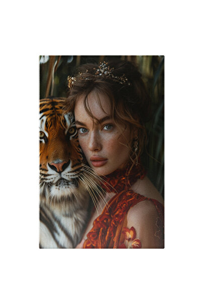 StoryGift Romania Tablou Canvas Dama Frumos Imbracata In Rochie Rosie Cu Cerc...