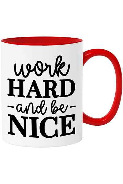 StoryGift Romania Mug with the message "Work hard and be nice" - work hard and be nice with Maner, Cu,STG