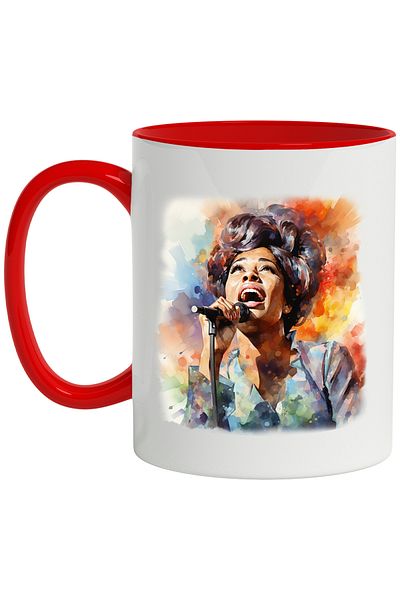 StoryGift Romania Mug With Aretha Franklin, Celebrity, Artist, Singer, Multicolor 330 ml, Ceramic, With ,STG