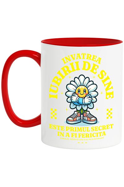 StoryGift Romania Mug Learning self-love-It's the first secret, 330ml, Ceramic with Red Handle, With Ma,STG