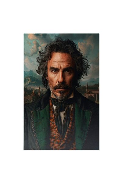 StoryGift Romania Tablou Canvas Domn Cu Sacou Si Cravata Cu Camasa Alba In Sacou Verde Cu Par Carunt Si Barba Cu