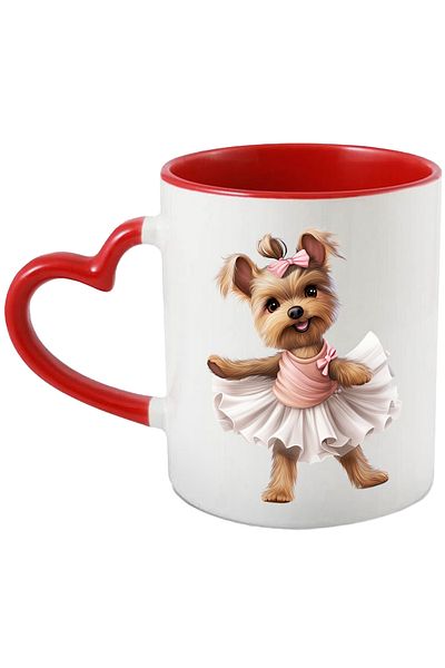 StoryGift Romania Mug with Yorkshire Terrier, dog, pet, illustration, dress, dancing, With ,STG