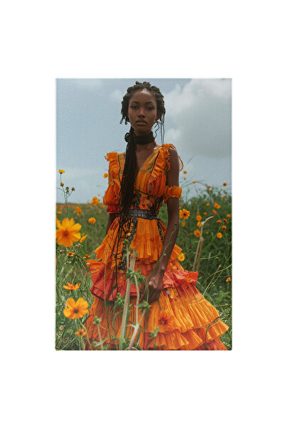 StoryGift Romania Tablou Canvas Plimbare Printre Iarbă Și Flori Portocalii- Ț...