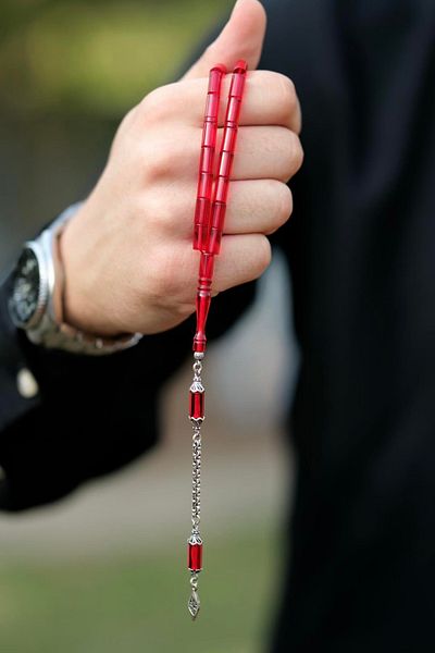dergah tesbih Fire Amber Prayer Beads - 3f Model