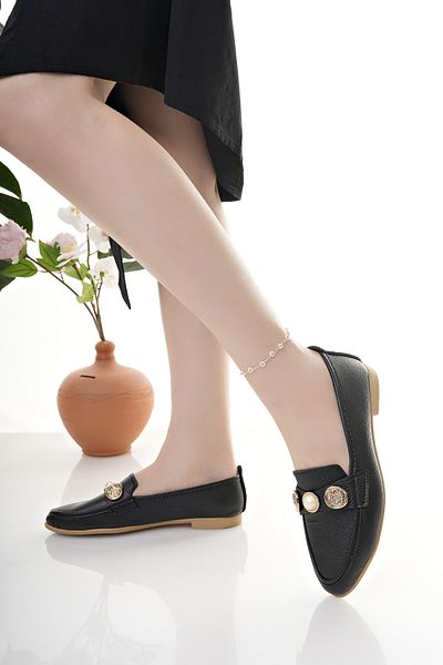 Modafırsat Women's Ballerina Black Stylish Home Business Office Casual Shoes