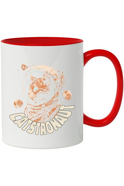 StoryGift Romania Catstronaut Message Mug, Cat, Astronaut, Space, Planets, Multicolor 330 ml, With ,STG