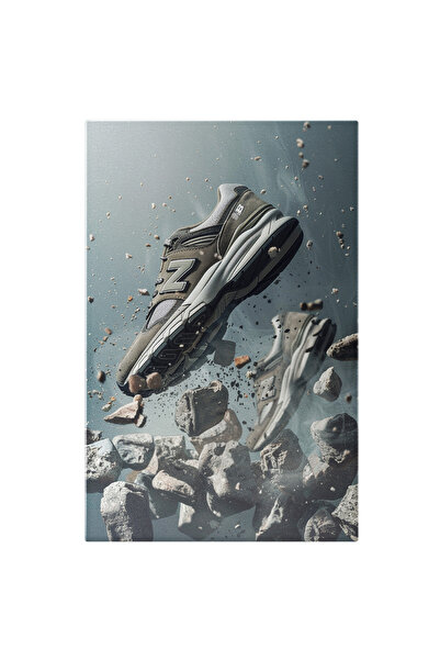 StoryGift Romania Tablou Canvas Adidași New Balance Gri Deasupra Unor Pietre-...