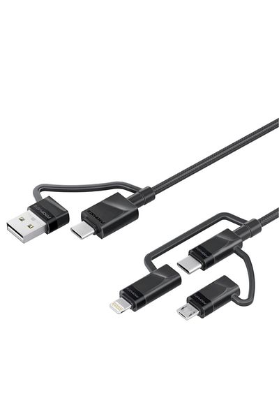 Promate PentaPower 6-in-1 Hybrid Multi-Connector Cable for Charging & Data Transfer - Black
