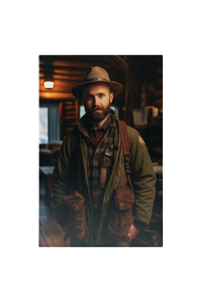 StoryGift Romania Tablou Canvas: Portret Bărbat Pădurar- Fotografie În Interior Pictura Digitala