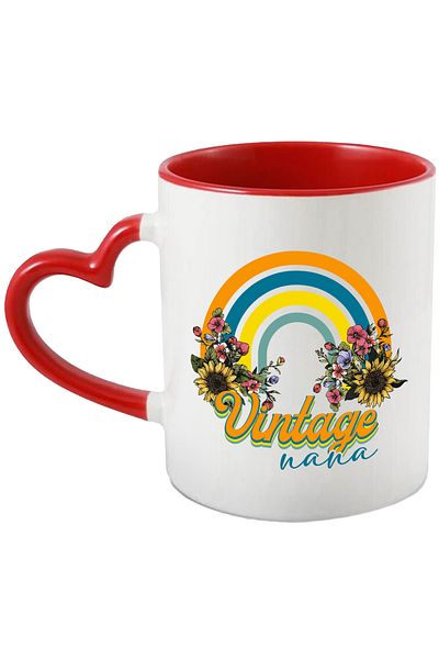 StoryGift Romania Mug with the message "Vintage nana", illustration, retro style, old, old fashioned, fl, With ,STG