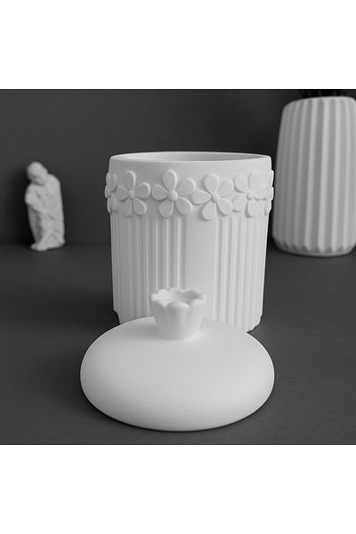 Karra Art Concrete Decorative Jar with Flower Detail