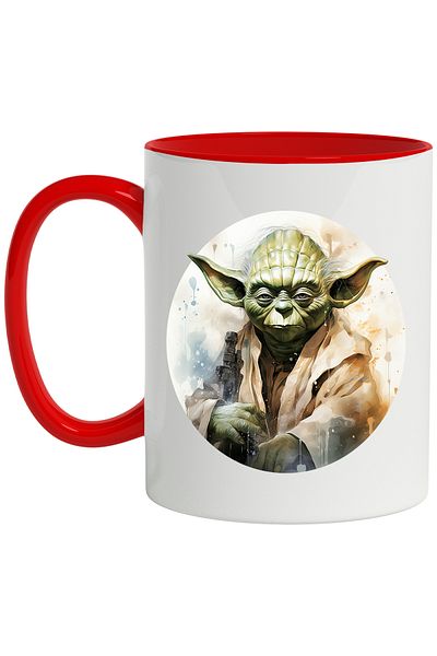 StoryGift Romania Mug With Yoda, Jedi, Lightsaber, Star Wars, Circle, Illustration, Multicolor 330 ml,, With ,STG