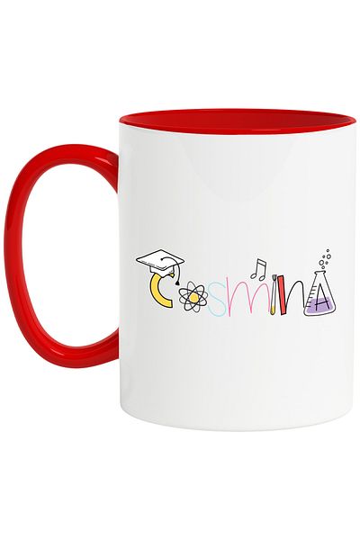 StoryGift Romania Mug With Name Cosmina, School, Chemistry, Subjects, Algebra, Geometry, 330ml, Wax, With,STG